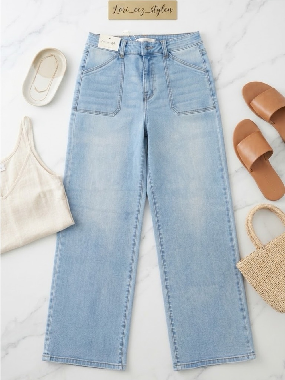 Encore Jeans Light Blue Wide-Leg Flare Jeans